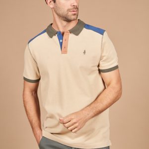 Patch polo shirt pique