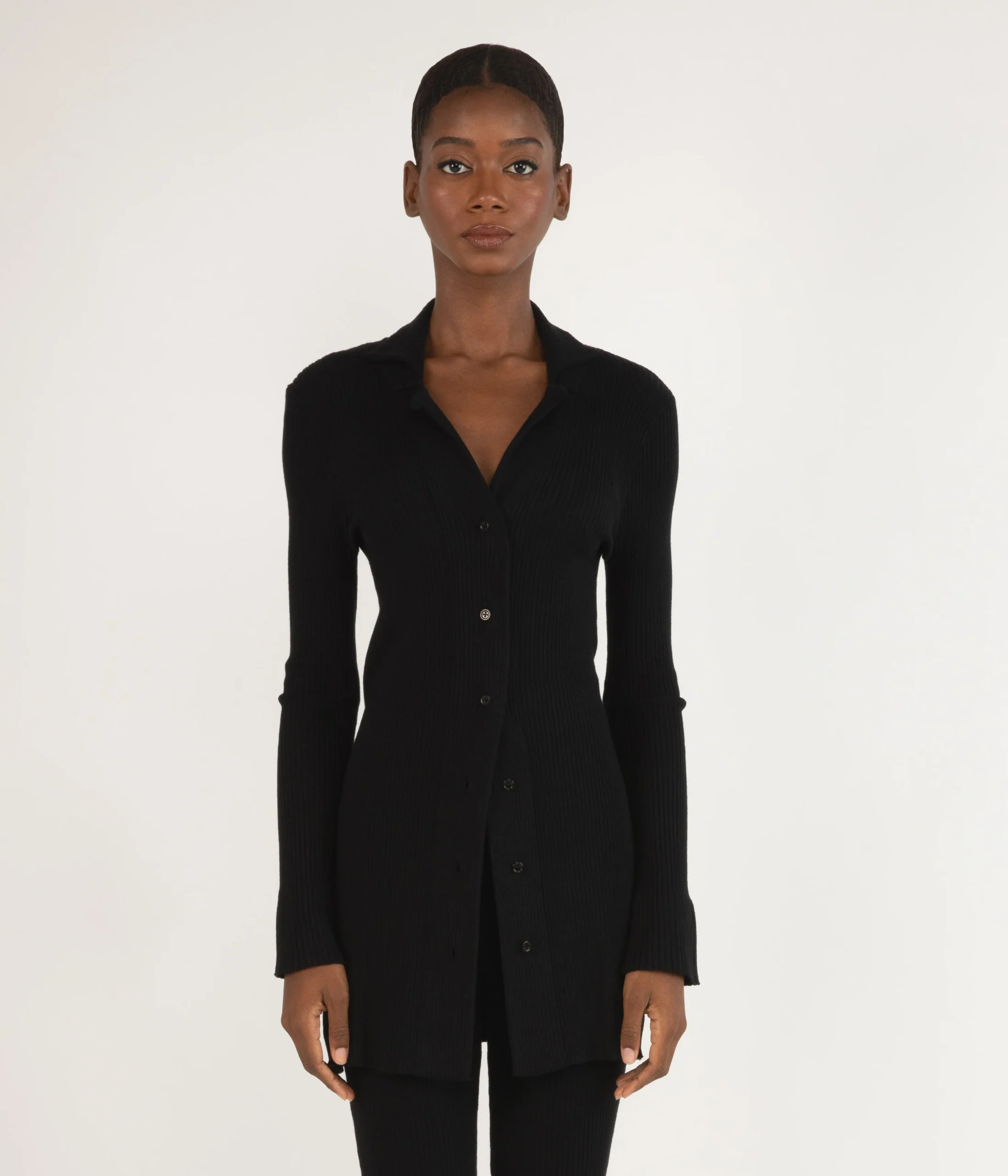 PEARL Cardigan côtelé avec col tailleur pour femmes – Image 2