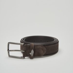 Suede belt with embossed central band