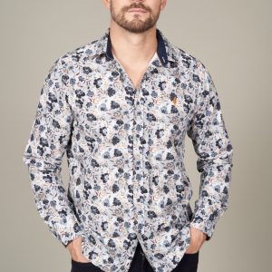 Chemise à motifs fleurs japonaises