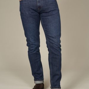Stone jeans with leather ticket pocket