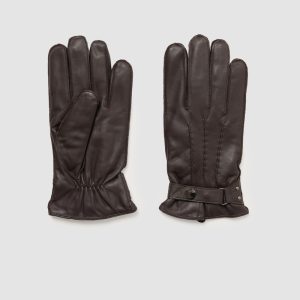 Leather gloves with adjustable tab
