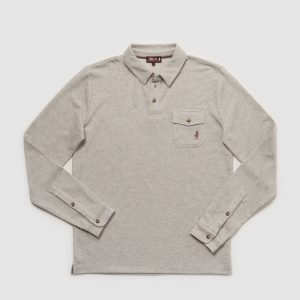 Herringbone long sleeves polo shirt