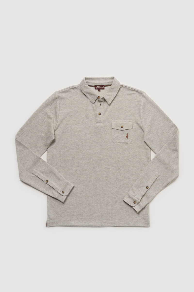 Herringbone long sleeves polo shirt